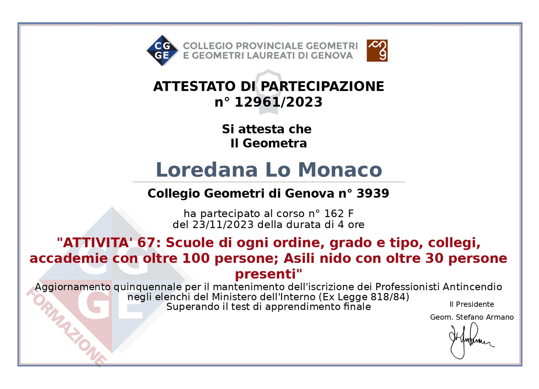 aggiornamento p.i. scuole - Geometra Loredana Lo Monaco - Genova